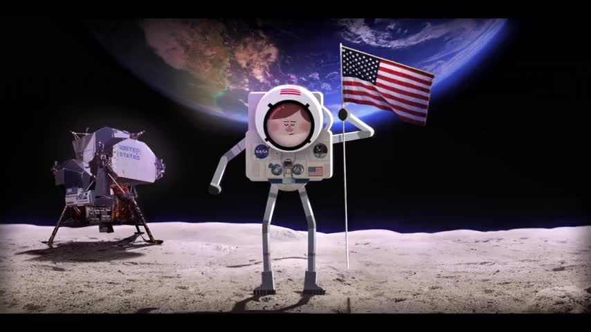 -first man on the moon, 1969. -["The Star-Spangled Banner" plays ]