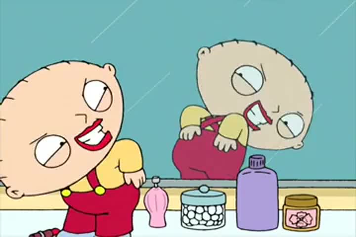 Stewie! Bad boy! That's Mommy's make-up.