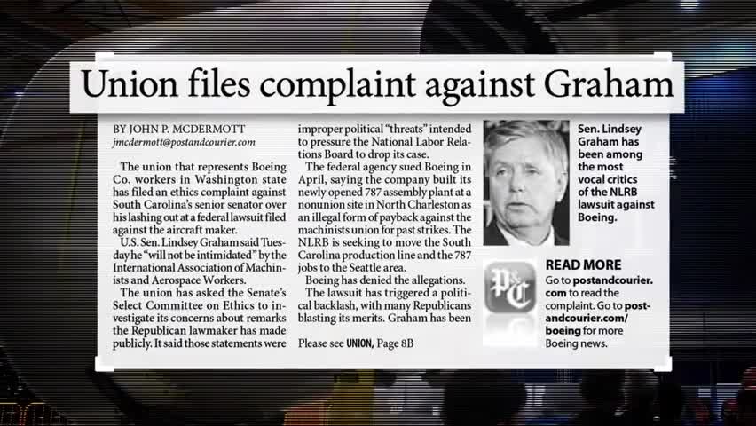 Clip image for 'charges and complaints Lindsey harder forcing the and the NLRB keeping the Boeing plant open
