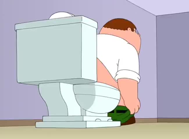 Люди какают какашками. Питер Гриффин в туалете. Человечек на унитазе.