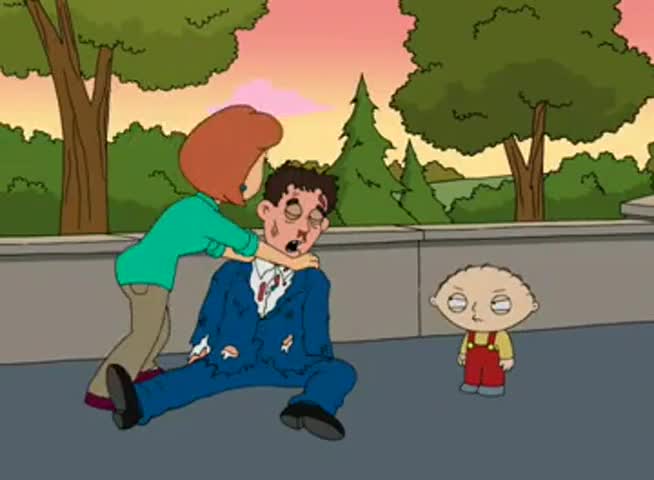 All right, wait here, Stewie, while Mommy gets the cement blocks.