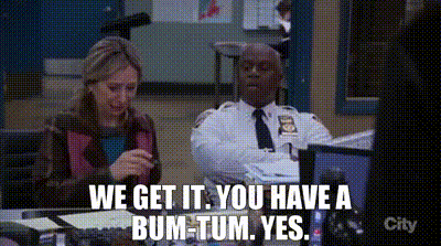 YARN, We get it. You have a bum-tum. Yes., Brooklyn Nine-Nine (2013) -  S04E11 Crime, Video clips by quotes, 0f3c6682
