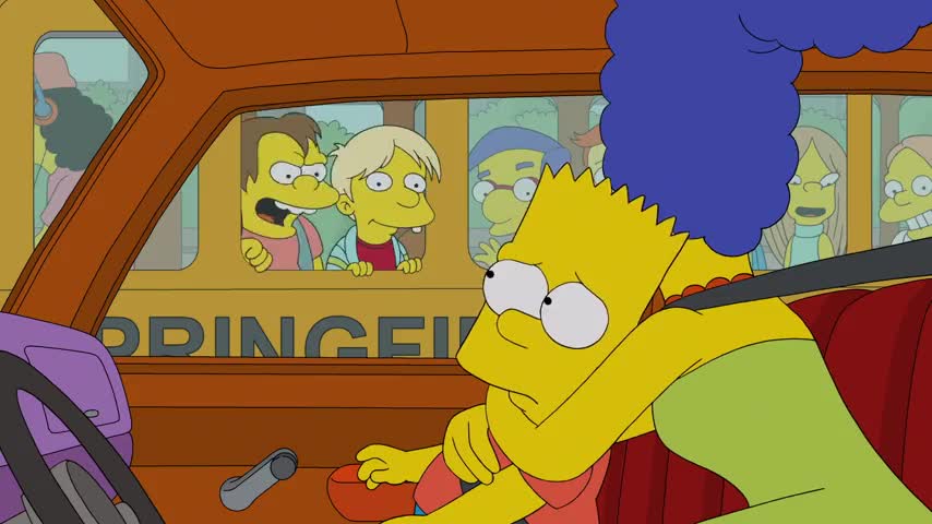 Ha-ha. Bart's mom wears a seat belt.