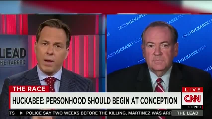 what point would president Huckabee given his druthers establish personhood would be the moment of conception or would it be fetal viability and