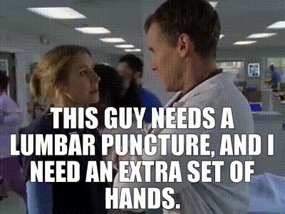 YARN | This guy needs a lumbar puncture, and I need an extra set of hands.  | Scrubs (2001) - S01E12 Drama | Video gifs by quotes | 2c279eb1 | 紗