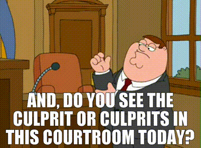 YARN, And, do you see the culprit or culprits in this courtroom today?, Family Guy (1999) - S04E06 Comedy, Video gifs by quotes, 2c2a89b2