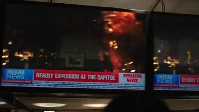 Clip image for 'The United States Capitol Building in flames.