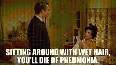 YARN | Sitting around with wet hair, you'll die of pneumonia. | James Bond:  Dr. No (1962) | Video clips by quotes | 33028416 | 紗