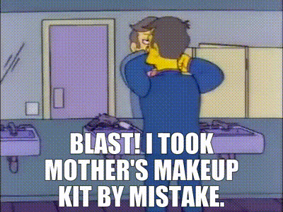 YARN | Blast! I took mother's makeup kit by mistake. | The Simpsons (1989)  - S07E01 Comedy | Video gifs by quotes | 38cc4020 | 紗