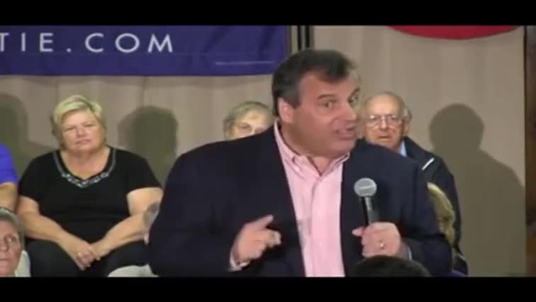 Quiz for What line is next for "Chris Christie - #TellingItLikeItIs Town Hall, Laconia, NH"? screenshot