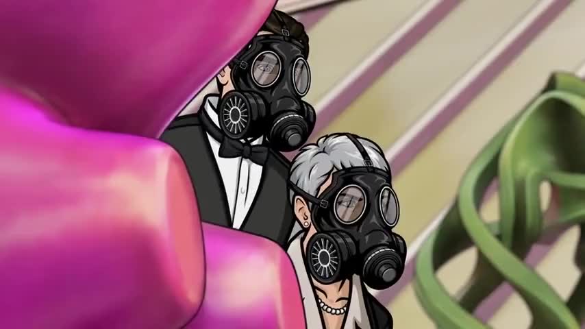 Why do they have gas masks? [glass shatters]