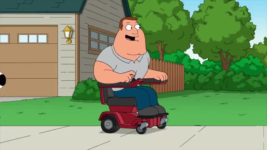 Hey, Peter, check it out. My new electric wheelchair.