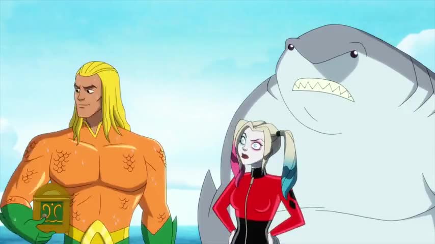 -[dolphin squeaks] -[Aquaman laughs]