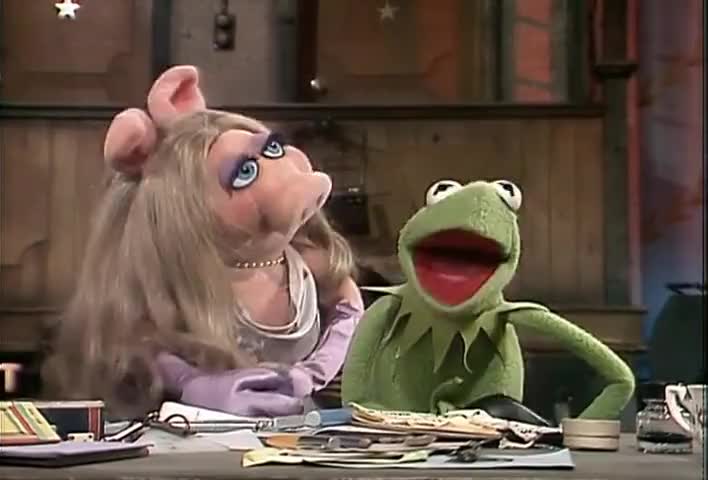 Clip image for '- Oh, Kermie, all this work and worry... - Oh, Piggy don't touch me.