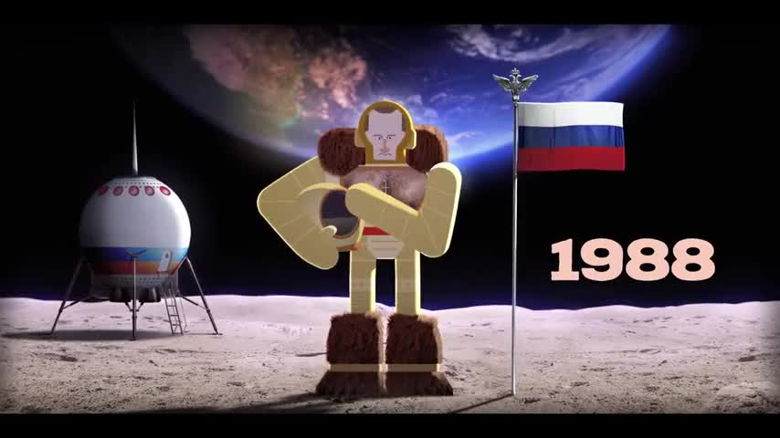 -first real man on the moon, 1988. -[sings after final note of "Kalinka"]
