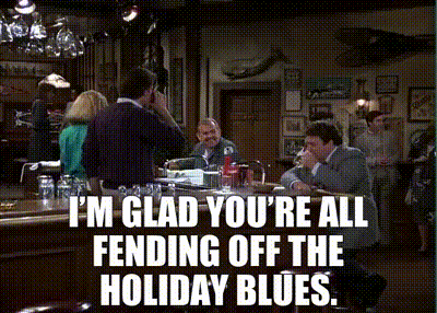 YARN | I'm glad you're All fending off The holiday blues. | Cheers (1982) - S05E09 Thanksgiving Orphans | Video gifs by quotes | 98c1eba5 | 紗