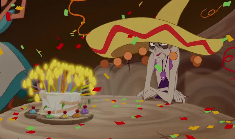 The Emperor's New Groove clip with quote Happy, happy birthday May all...