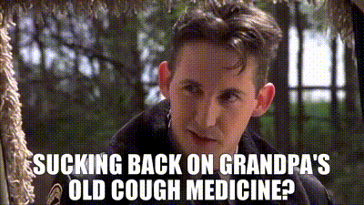 Image of Sucking back on grandpa's old cough medicine?
