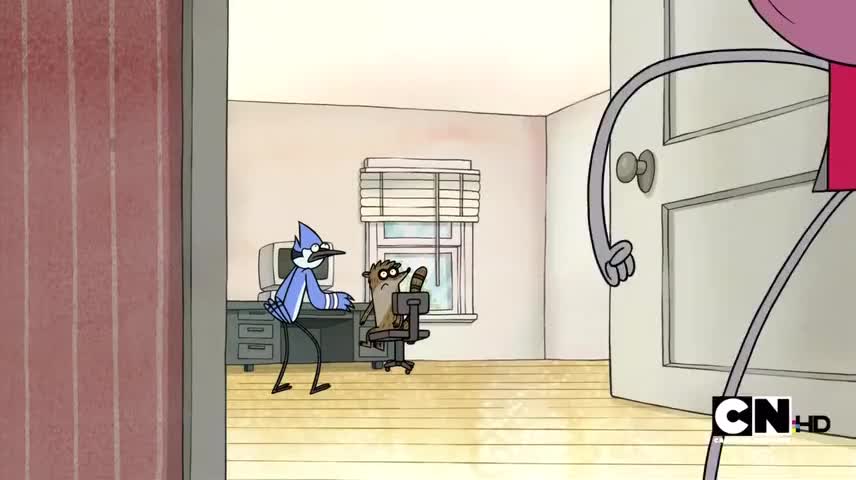 Mordecai! Rigby! Get downstairs right now and clean down the mess you made