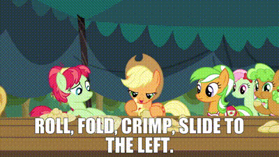 YARN | Roll, fold, crimp, slide to the left. | My Little Pony: Friendship  is Magic (2010) - S03E08 Animation | Video clips by quotes | af261c7c | 紗