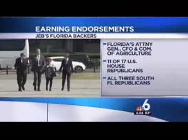 Clip thumbnail for 'Former Florida Governor announcing a whole slew of endorsements. Already he's getting