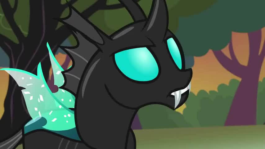 Chrysalis' throne is carved from an ancient dark stone
