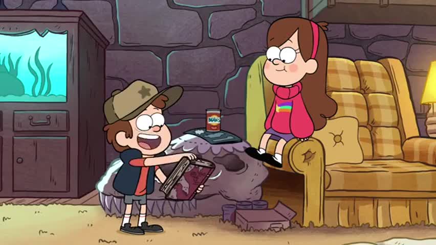 Clip image for 'but according to this book, Gravity Falls has this secret dark side.