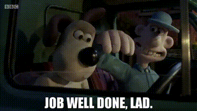 YARN | Job well done, lad. | Wallace and Gromit, Curse of the Wererabbit |  Video clips by quotes | ccb16b4a | 紗