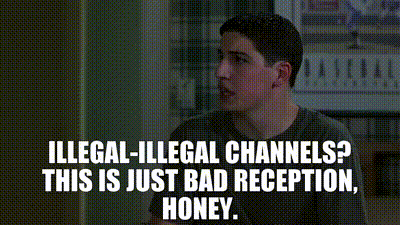 YARN | - Illegal-- Illegal channels? - This is just bad reception, honey. | American  Pie (1999) | Video clips by quotes | d6cb038e | 紗