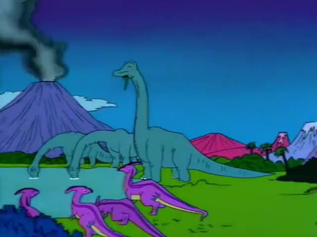 HOMER: I've gone back to the time when dinosaurs weren't just confined to zoos.