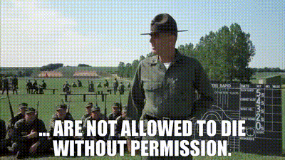 YARN | ... are not allowed to die without permission. | Full Metal Jacket  (1987) | Video clips by quotes | df3c3a91 | 紗