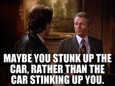 Maybe you stunk up the car, rather than the car stinking up you.