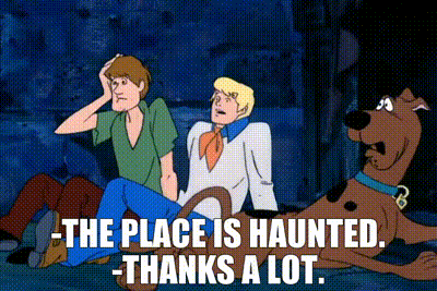 YARN | -The place is haunted. -Thanks a lot. | Scooby Doo, Where Are You!  (1969) - S01E02 Animation | Video gifs by quotes | e60e32db | 紗