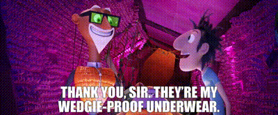 YARN, Thank you, sir. They're my Wedgie-proof underwear.