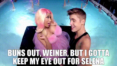 YARN | Buns out, weiner, but I gotta keep my eye out for Selena | Justin Bieber - Beauty And A Beat ft. Nicki Minaj | Video clips by quotes | ed477674 | 紗