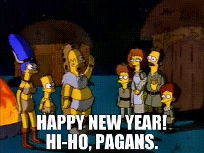 YARN | - Happy New Year! - Hi-ho, pagans. | The Simpsons (1989) - S04E18  Comedy | Video gifs by quotes | f0f6c846 | 紗