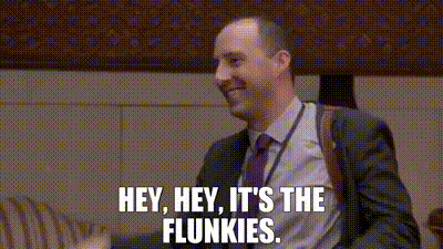YARN | Hey, hey, it&#39;s the flunkies. | Veep (2012) - S01E02 Frozen Yoghurt |  Video gifs by quotes | f2cae4e4 | 紗