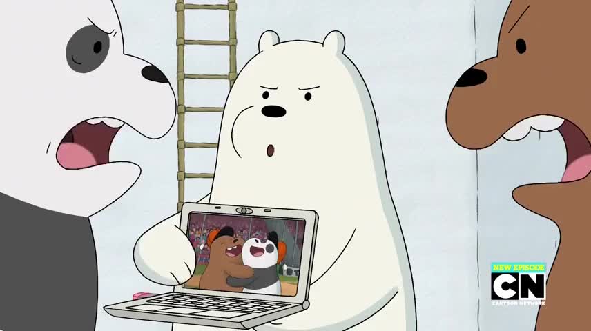 - slides off me and sticks on to you. - No Ice Bear. Where is Ice Bear?