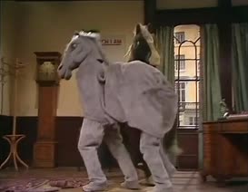 This time one of the pantomime horses concedes defeat