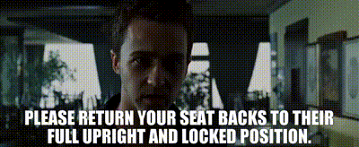 Please return your seat backs to their full upright and locked position.